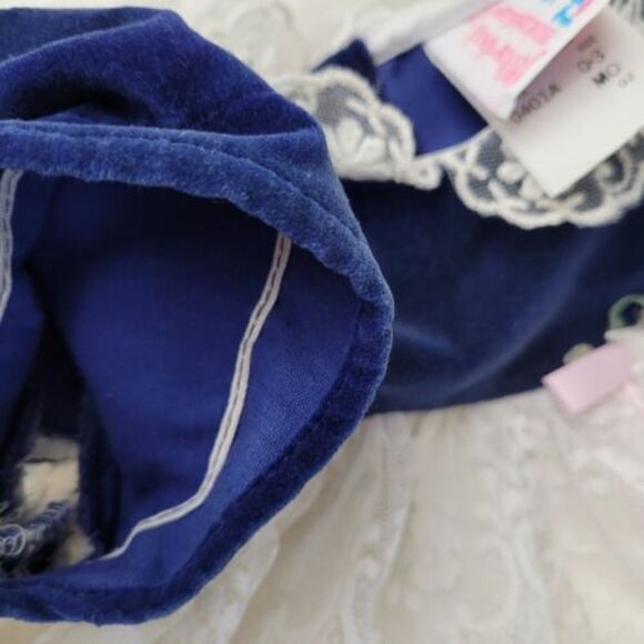 Martha’s Miniatures Dress Blue Velvet Full Circle Dress 0-3 months Vintage lace - Picture 5 of 7